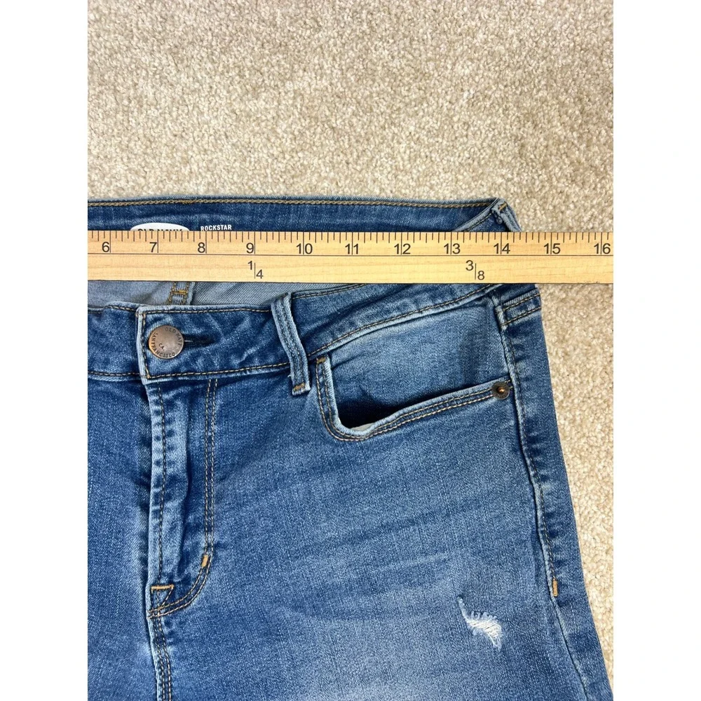 Old Navy Rockstar Super Skinny Blue Denim Distressed Jeans Women's Size 8‎